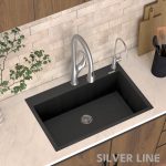German Quartz Single Bowl Kitchen Sink with Faucet Deck- Starry Night (31" x 20" x 9") - lifestyle