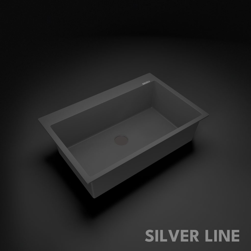 German Quartz Single Bowl Kitchen Sink with Faucet Deck- Slate (31" x 20" x 9") - main product image