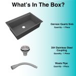 German Quartz Single Bowl Kitchen Sink with Faucet Deck- Slate (31" x 20" x 9") - box contents