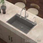 German Quartz Single Bowl Kitchen Sink with Faucet Deck- Slate (31" x 20" x 9") - lifestyle