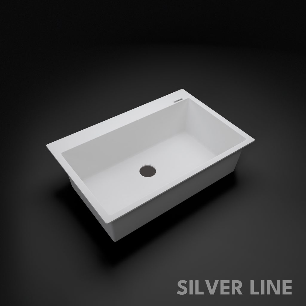 German Quartz Single Bowl Kitchen Sink with Faucet Deck- Snow White (31" x 20" x 9") - main product image