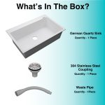 German Quartz Single Bowl Kitchen Sink with Faucet Deck- Snow White (31" x 20" x 9") - box contents