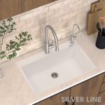 German Quartz Single Bowl Kitchen Sink with Faucet Deck- Snow White (31" x 20" x 9") - lifestyle