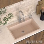 German Quartz Single Bowl Kitchen Sink with Faucet Deck- Cornflakes (31" x 20" x 9") - lifestyle