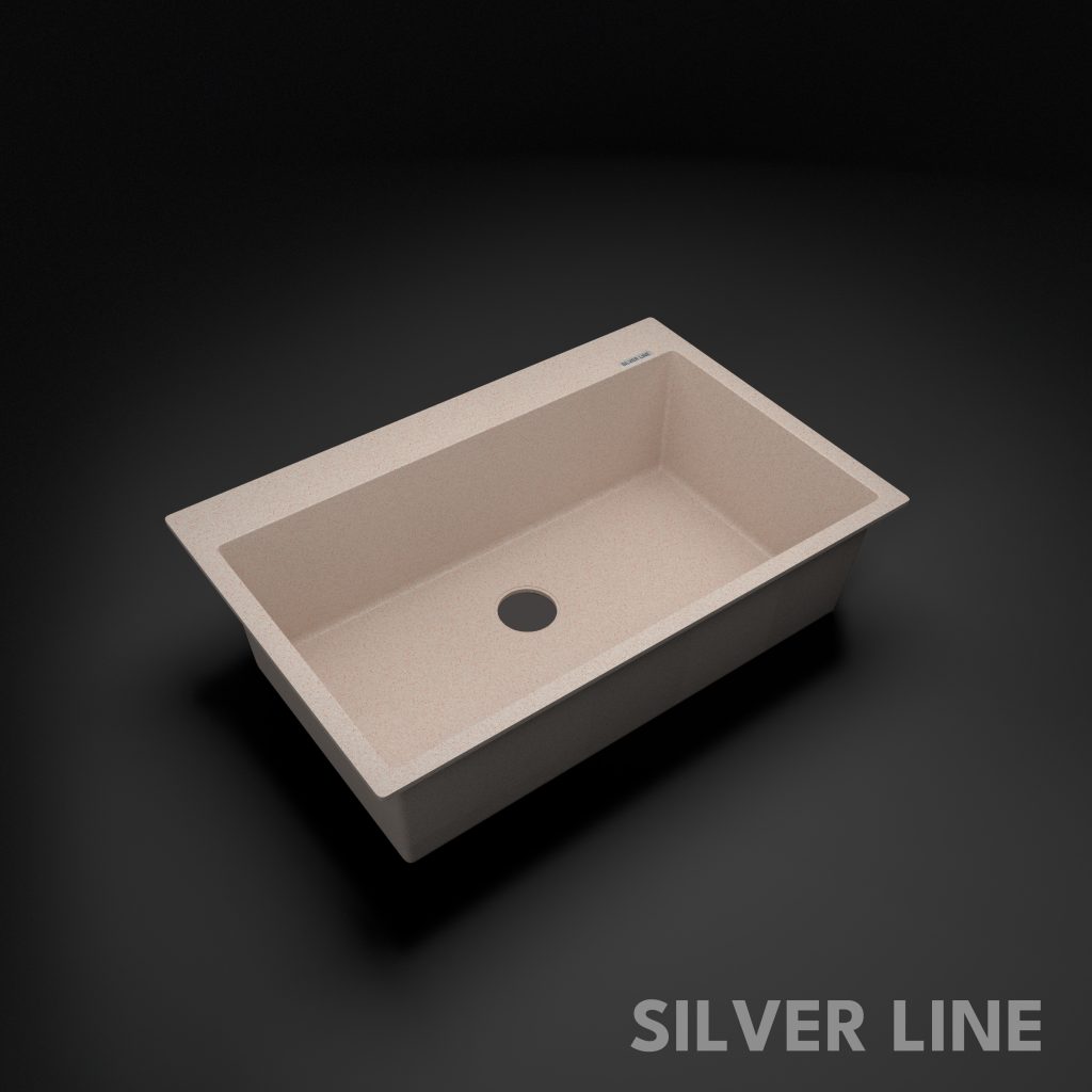 German Quartz Single Bowl Kitchen Sink with Faucet Deck- Cornflakes (31" x 20" x 9") - main product image