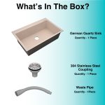 German Quartz Single Bowl Kitchen Sink with Faucet Deck- Cornflakes (31" x 20" x 9") - box contents