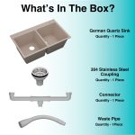 German Quartz Double Bowl Kitchen Sink with Faucet Deck - Cornflakes (34" x 20" x 9") - box contents