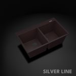 German Quartz Double Bowl Kitchen Sink with Faucet Deck - Coffee (34" x 20" x 9") - main product image