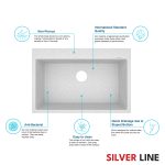 German Quartz Double Bowl Kitchen Sink with Faucet Hole & Drainboard - Crater (46" x 20" x 9") - features