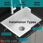 German Quartz Double Bowl Kitchen Sink with Faucet Hole & Drainboard - Crater (46" x 20" x 9") - installation