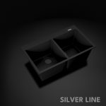 German Quartz Double Bowl Kitchen Sink with Faucet Deck - Midnight Black (34" x 20" x 9") - main product image