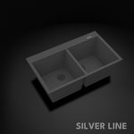German Quartz Double Bowl Kitchen Sink with Faucet Deck - Slate (34" x 20" x 9") - main product image