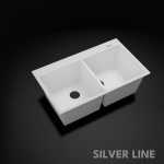 German Quartz Double Bowl Kitchen Sink with Faucet Deck - Snow White (34" x 20" x 9") - main product image