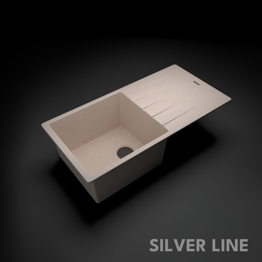 German Quartz Single Bowl Kitchen Sink with Drain Board - Cornflakes (36" x 18" x 9") - main product image