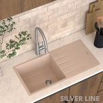 German Quartz Single Bowl Kitchen Sink with Drain Board - Cornflakes (36" x 18" x 9") - lifestyle