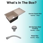 German Quartz Single Bowl Kitchen Sink with Drain Board - Cornflakes (36" x 18" x 9") - box contents