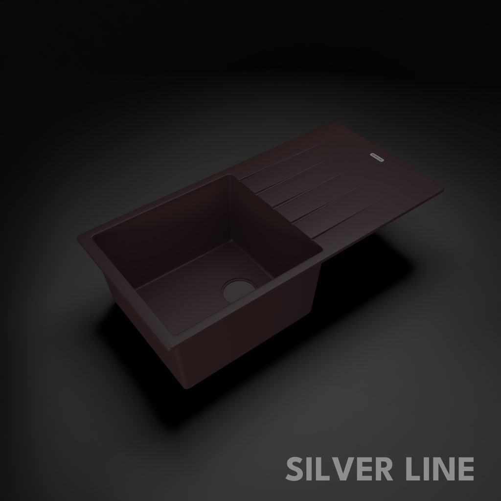 German Quartz Single Bowl Kitchen Sink with Drain Board - Coffee (36" x 18" x 9") - main product image