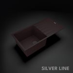 German Quartz Single Bowl Kitchen Sink with Drain Board - Coffee (36" x 18" x 9") - main product image