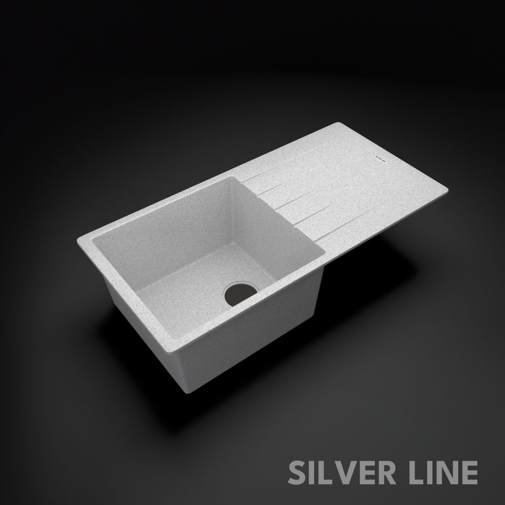 German Quartz Single Bowl Kitchen Sink with Drain Board - Crater (36" x 18" x 9") - main product image