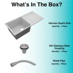German Quartz Single Bowl Kitchen Sink with Drain Board - Crater (36" x 18" x 9") - box contents