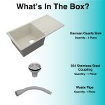 German Quartz Single Bowl Kitchen Sink with Drain Board - Ivory (36" x 18" x 9") - box contents