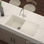German Quartz Single Bowl Kitchen Sink with Drain Board - Ivory (36" x 18" x 9") - lifestyle