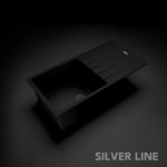 German Quartz Single Bowl Kitchen Sink with Drain Board - Midnight Black (36" x 18" x 9") - main product image