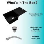 German Quartz Single Bowl Kitchen Sink with Drain Board - Midnight Black (36" x 18" x 9") - box contents