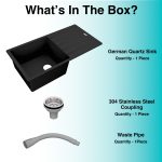 German Quartz Single Bowl Kitchen Sink with Drain Board - Starry Night (36" x 18" x 9") - box contents