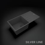 German Quartz Single Bowl Kitchen Sink with Drain Board - Slate (36" x 18" x 9") - main product image
