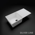 German Quartz Single Bowl Kitchen Sink with Drain Board - Snow White (36" x 18" x 9") - main product image