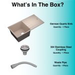 German Quartz Single Bowl Kitchen Sink with Drain Board - Cornflakes (40" x 20" x 9") - box contents