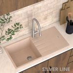 German Quartz Single Bowl Kitchen Sink with Drain Board - Cornflakes (40" x 20" x 9") - lifestyle