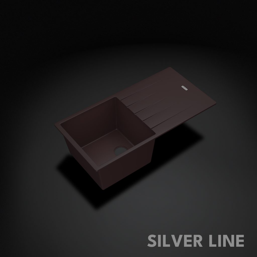 German Quartz Single Bowl Kitchen Sink with Drain Board - Coffee (40" x 20" x 9") - main product image
