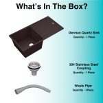German Quartz Single Bowl Kitchen Sink with Drain Board - Coffee (40" x 20" x 9") - box contents