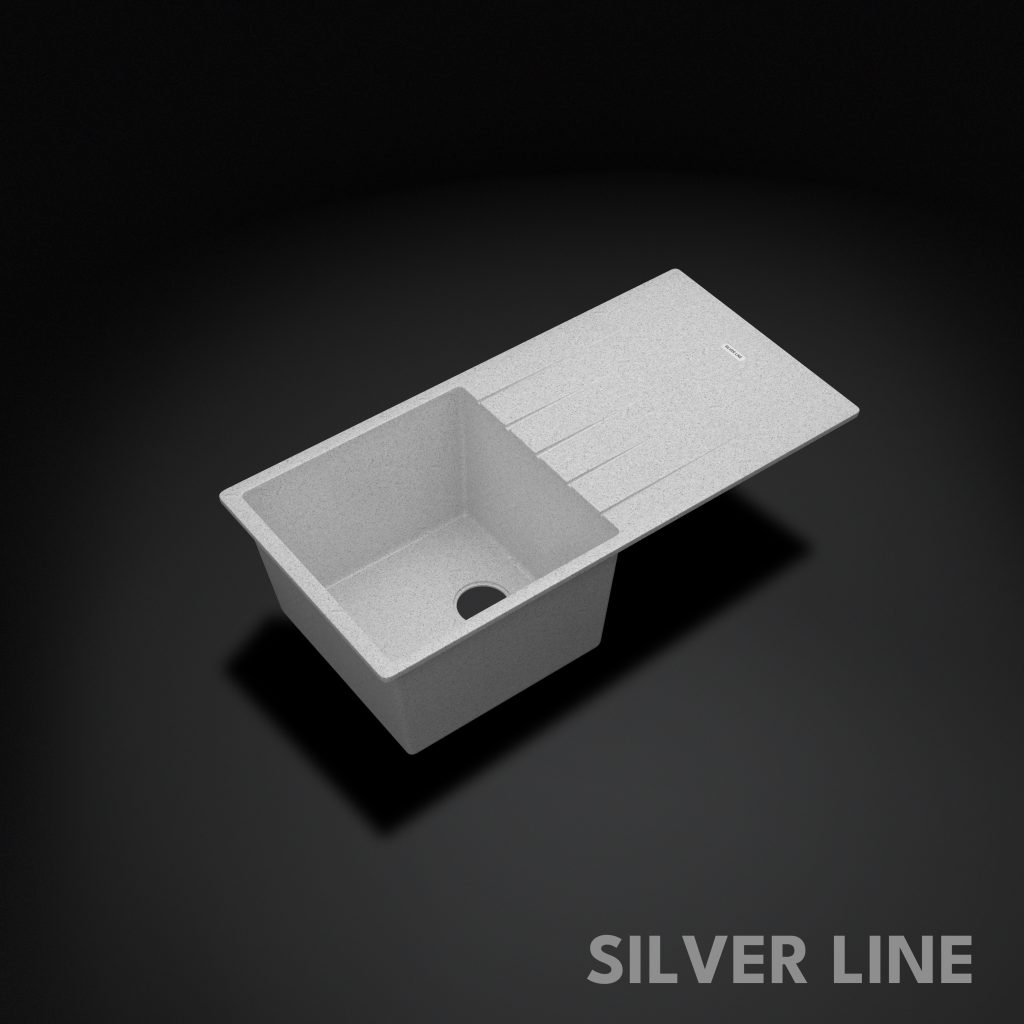 German Quartz Single Bowl Kitchen Sink with Drain Board - Crater (40" x 20" x 9") - main product image