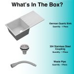 German Quartz Single Bowl Kitchen Sink with Drain Board - Crater (40" x 20" x 9") - box contents