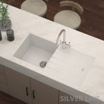 German Quartz Single Bowl Kitchen Sink with Drain Board - Crater (40" x 20" x 9") - lifestyle