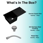 German Quartz Single Bowl Kitchen Sink with Drain Board - Midnight Black (40" x 20" x 9") - box contents