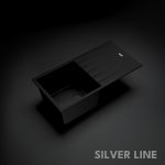 German Quartz Single Bowl Kitchen Sink with Drain Board - Midnight Black (40" x 20" x 9") - main product image