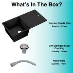 German Quartz Single Bowl Kitchen Sink with Drain Board - Starry Night (40" x 20" x 9") - box contents