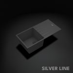 German Quartz Single Bowl Kitchen Sink with Drain Board - Slate (40" x 20" x 9") - main product image