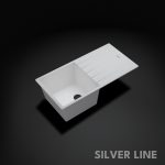 German Quartz Single Bowl Kitchen Sink with Drain Board - Snow White (40" x 20" x 9") - main product image