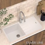 German Quartz Single Bowl Kitchen Sink with Drain Board - Snow White (40" x 20" x 9") - lifestyle