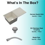German Quartz Single Bowl Kitchen Sink with Drain Board - Ivory (40" x 20" x 9") - box contents