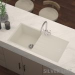 German Quartz Single Bowl Kitchen Sink with Drain Board - Ivory (40" x 20" x 9") - lifestyle