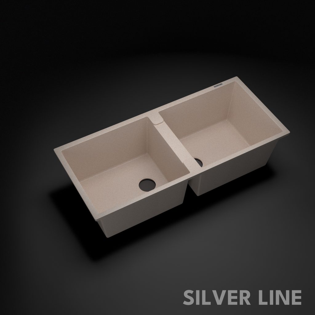 German Quartz Double Bowl Kitchen Sink with Faucet Hole - Cornflakes (45" x 20" x 9") - main product image