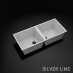 German Quartz Double Bowl Kitchen Sink with Faucet Hole - Crater (45" x 20" x 9") - main product image