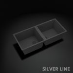 German Quartz Double Bowl Kitchen Sink with Faucet Hole - Slate (45" x 20" x 9") - main product image