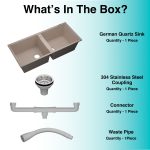 German Quartz Double Bowl Kitchen Sink with Faucet Hole - Cornflakes (45" x 20" x 9") - box contents